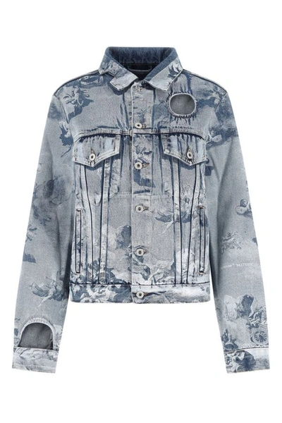 Off-white Off White Woman Printed Denim Jacket In Multicolor