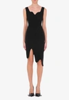 Moschino Asymmetric Sleeveless Crepe Dress In Black