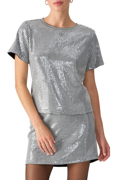 Sanctuary Perfect Sequin Tee In Black And White In Metallic