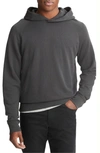 Vince Popover Cotton Hoodie In Washed Black