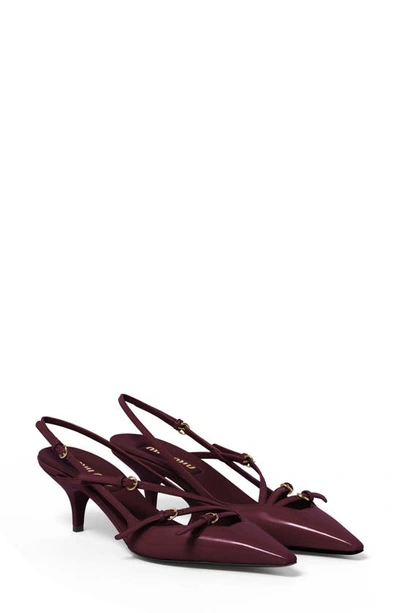 Miu Miu Patent Leather Slingbacks With Buckles In Dark Red