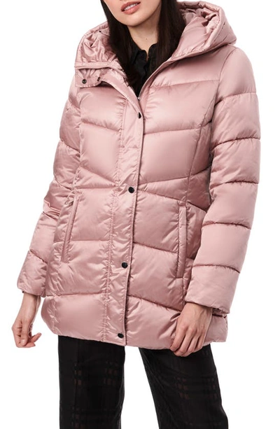 Bernardo Women's Shiny Heavy Walker Puffer Jacket In Pink