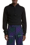 BURBERRY BURBERRY HALF ZIP BRUSHED WOOL HOODIE