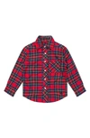 Brooks Brothers Boys Brushed Cotton Plaid Flannel Sport Shirt In Red