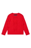 Brooks Brothers Kids' Cable Cotton Crewneck Sweater In Red