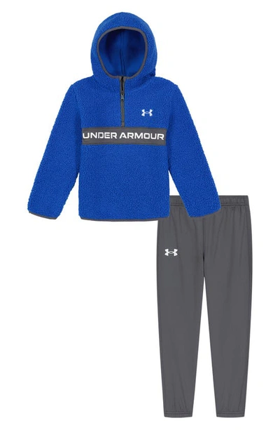 Under Armour Kids' Little Boys Indispensable Sherpa Hoodie And Joggers Set In Team Royal