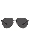 Prada 61mm Pilot Sunglasses In Matte Black