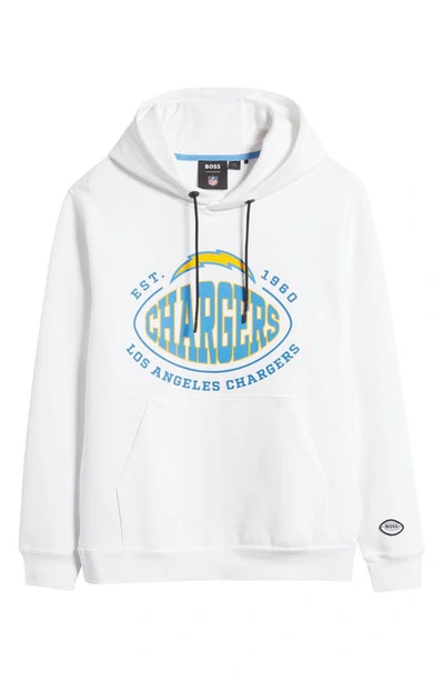 Hugo Boss Boss X Nfl Touchback Graphic Hoodie In Los Angeles Chargers White