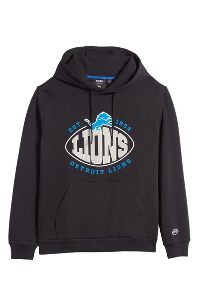 Hugo Boss Boss X Nfl Touchback Graphic Hoodie In Detroit Lions Black
