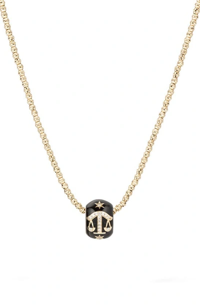 Adina Reyter Diamond Zodiac Pendant Necklace In Yellow Gold / Libra