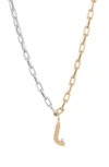 ADINA REYTER ADINA REYTER TWO-TONE PAPER CIP CHAIN DIAMOND INITIAL PENDANT NECKLACE