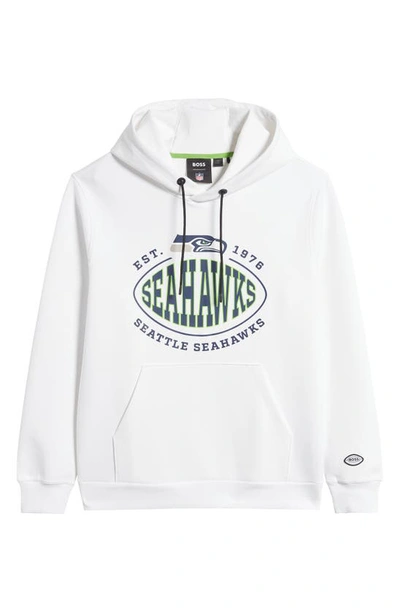 Hugo Boss Boss X Nfl Cotton-blend Hoodie With Collaborative Branding In Seahawks