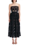 Oscar De La Renta Gardenia Guipure Eyelet Full Skirt In Black