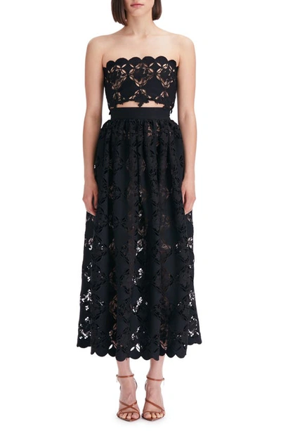 OSCAR DE LA RENTA GARDENIA GUIPURE EYELET SKIRT