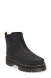 Dr. Martens Audrick Quilted Platform Chelsea Boots In Black Rubberised Leather