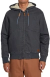 RVCA CHAIN MAIL HOODED CANVAS JACKET WITH FAUX SHEARLING LINING
