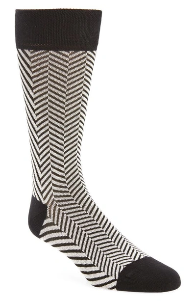 Ted Baker Mens Black Cloudey Herringbone Stretch-cotton Ankle Socks