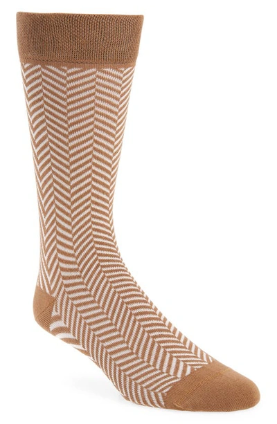 Ted Baker Mens Natural Cloudey Herringbone Stretch-cotton Ankle Socks In Brown