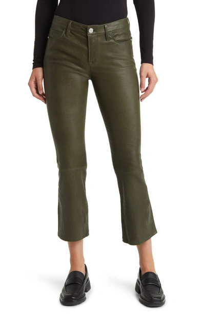 Frame Le Crop Mini Boot Leather Trousers In Green