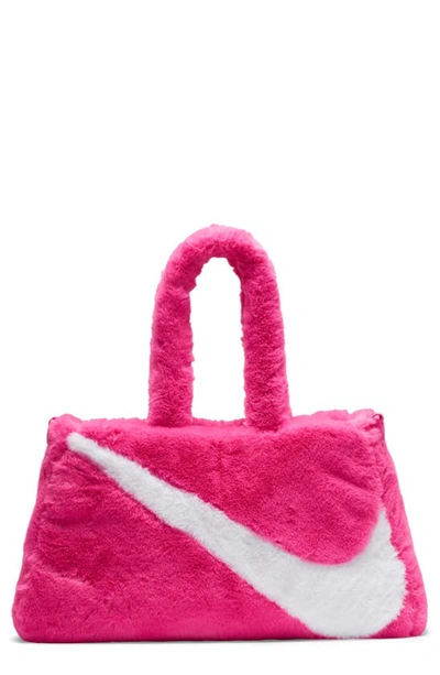 Nike Women's  Sportswear Faux Fur Tote (10l) In Pink