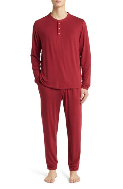 Eberjey Men's Henry Long-sleeve Pyjama Set In Sangria