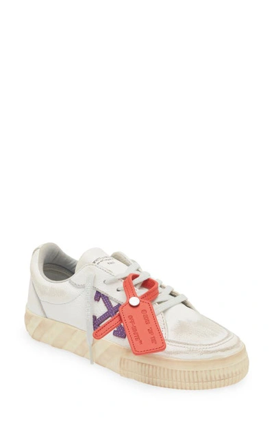 Off-white Vulcanized Distressed Leather Low-top Sneakers In White