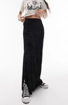 Topshop Velvet Jersey Maxi Skirt In Black In Black