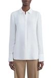 Lafayette 148 Scottie Silk Button-down Blouse In Cloud