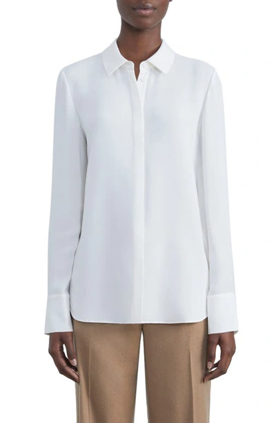 Lafayette 148 Scottie Silk Button-down Blouse In Cloud