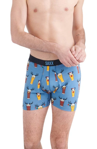 Saxx Men's Brewdolph Ultra Super Soft Relaxed-fit Holiday Boxer Briefs In Brewdolph- Slate
