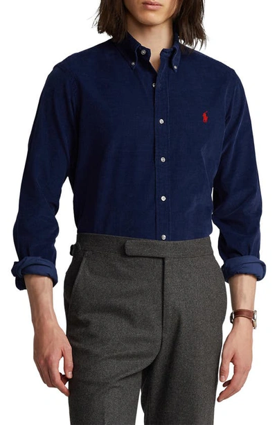 Polo Ralph Lauren Button-down Collar Cotton-corduroy Shirt In Blue