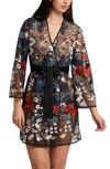 RYA COLLECTION GEORGIA FLORAL EMBROIDERED TIE WAIST COVER-UP ROBE