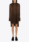 Loewe Deconstructed Silk Shirtdress In Brown