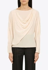 Chloé Flower-embellished Wool Blouse In Pink