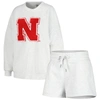 Gameday Couture Women's  Ash Nebraska Huskers Team Effort Pullover Sweatshirt And Shorts Sleep Set In Ash