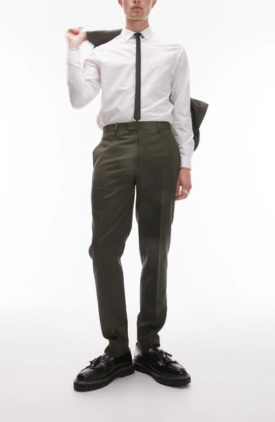 Topman Slim Fit Dress Trousers In Khaki