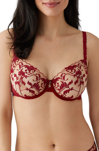 Wacoal Dramatic Interlude Underwire Bra In Deep Red