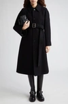 Burberry Regular Fit Belted Wool Twill Car Coat In Black