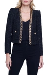 L Agence Greta Chain Tweed Jacket In Black