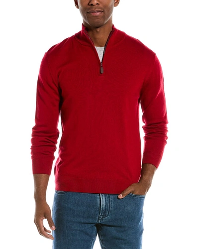 Quincy Wool 1/4-zip Mock Sweater In Red