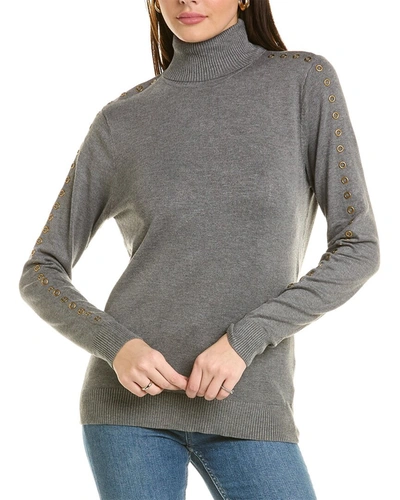 Joseph A Button Cuff Turtleneck Sweater In Grey