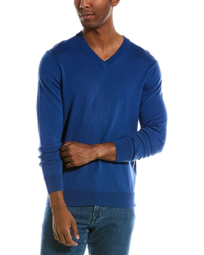 Quincy Wool V-neck Sweater In Blue
