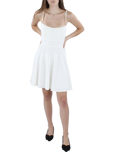 City Studio Juniors Womens Lace Back Mini Fit & Flare Dress In White