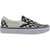 Vans Classic Slip On In Checkerboard Print In White And Black With White Stripe In White