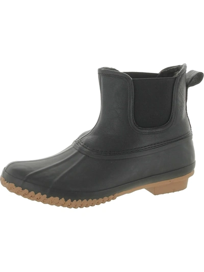 Style & Co Womens Faux Leather Chelsea Rain Boots In Black