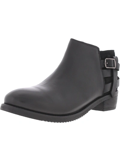 Softwalk Raleigh Womens Leather Almond Toe Ankle Boots In Black