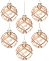 KURT ADLER 6PC 80MM PEACH GLITTER BALL CHRISTMAS ORNAMENTS