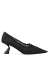 Nensi Dojaka Pointed Toe Mesh Overlay Sculptural Heel Pumps In Black