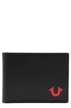 True Religion Brand Jeans Marcus Slim Bifold Wallet & Key Clasp Gift Set In Black Red