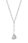 Effy Sterling Silver Pavé Diamond Heart Y-necklace In Silver